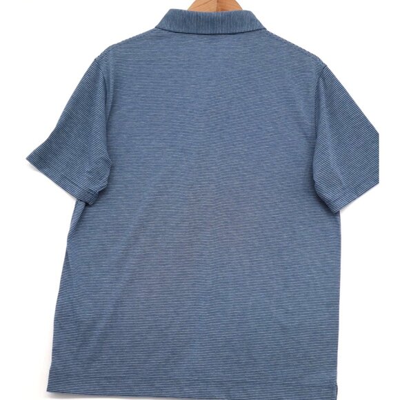 Footjoy Mens Striped Polo Golf Shirt Medium Blue Dri release Cotton Blend - Picture 9 of 10